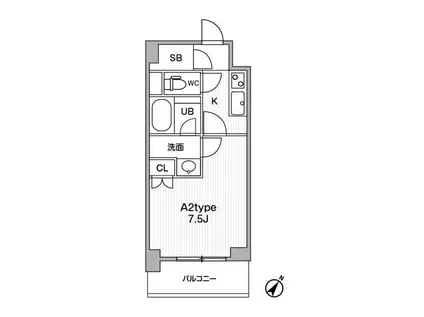 JMFレジデンス町田(1K/7階)の間取り写真