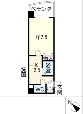 マンションリバーサイド(1K/4階)の間取り写真