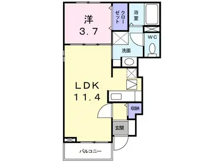 パークビサイド(1LDK/1階)の間取り写真