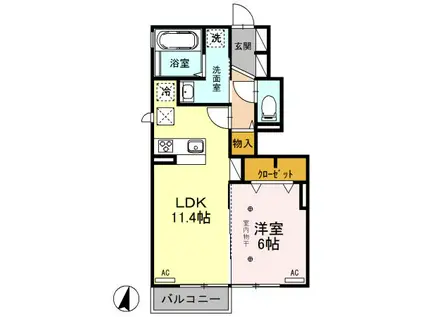 プリズムB(1LDK/1階)の間取り写真