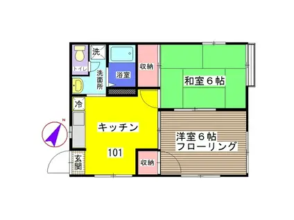 メゾンBENIMO A棟(2DK/1階)の間取り写真