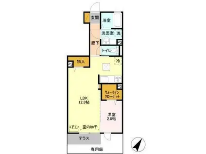 サン・デボーテ(1LDK/1階)の間取り写真