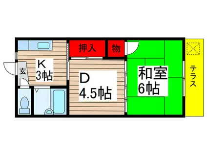 ヘザァール菅野(1DK/1階)の間取り写真