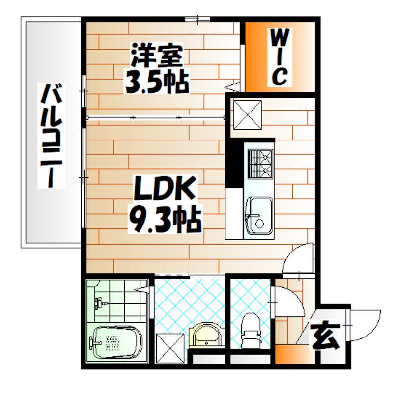 D-ROOM下富野(1LDK/3階)の間取り写真