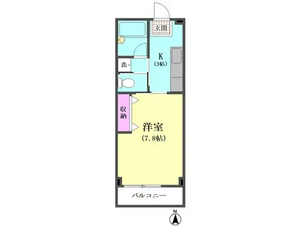 第一紅竹マンション(1K/3階)の間取り写真