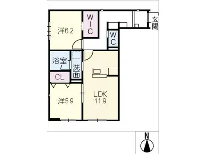アルカディアSOU(2LDK/1階)の間取り写真