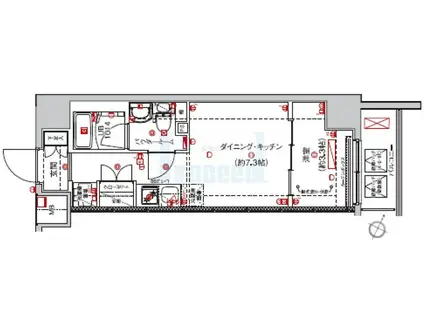 SAKURA AXIS 中板橋(1DK/2階)の間取り写真
