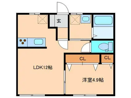 メゾン上荒川 NO.4(1LDK/2階)の間取り写真