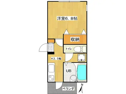 東急田園都市線 池尻大橋駅 徒歩5分 3階建 築25年(1K/1階)の間取り写真