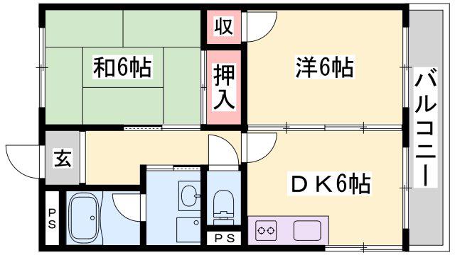 グレースマンション日飼(2DK/2階)の間取り写真