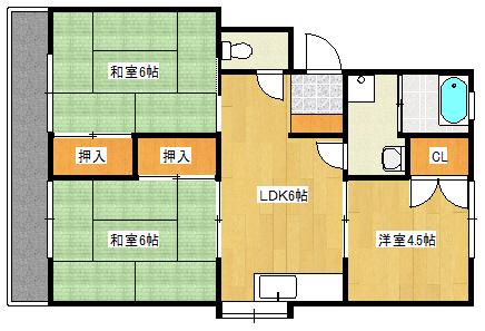 仁井田ビル(3DK/2階)の間取り写真