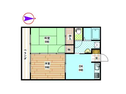 ガーデンR(2DK/2階)の間取り写真