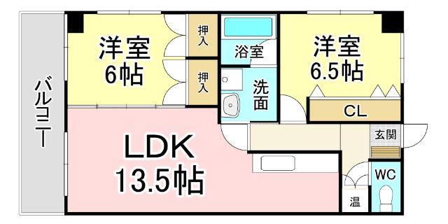 カームネス長谷(2LDK/4階)の間取り写真
