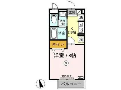 パルフェ三輪 A(1K/2階)の間取り写真