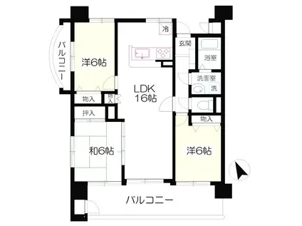 アンジェロポストIII(3LDK/8階)の間取り写真