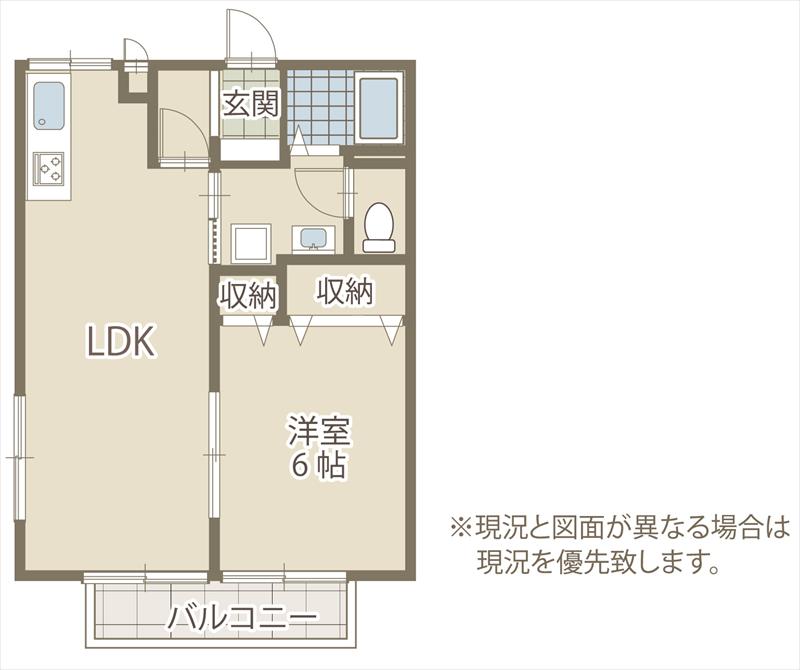 アンサンブルミワ・B(1LDK/1階)の間取り写真