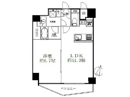 コンシェリア文京大塚(1LDK/11階)の間取り写真