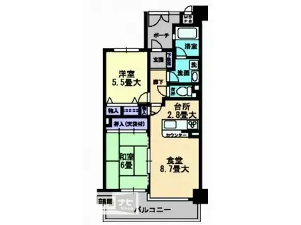 ファミール宮脇町(2LDK/11階)の間取り写真