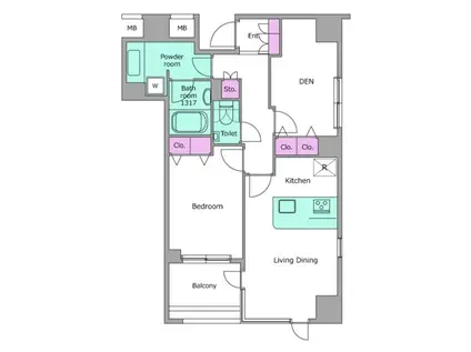 レジディア東麻布(1SLDK/12階)の間取り写真