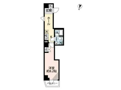 プレール・ドゥーク池上II(1K/6階)の間取り写真