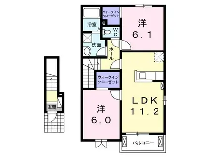 フローレス・K(2LDK/2階)の間取り写真
