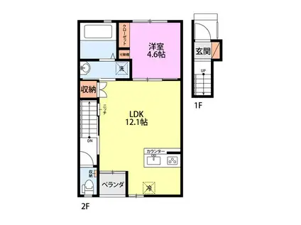 カルチェ(1LDK/2階)の間取り写真