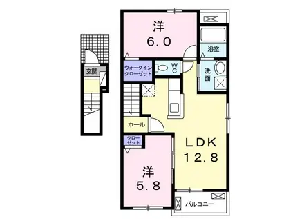 ポートレーゼ II(2LDK/2階)の間取り写真