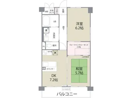 カーサリナート東比恵(2DK/2階)の間取り写真