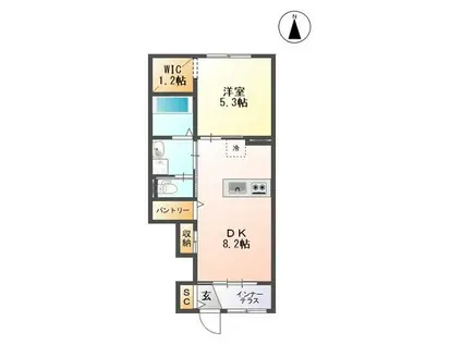 パークヒルズ泉ヶ丘(1LDK/1階)の間取り写真