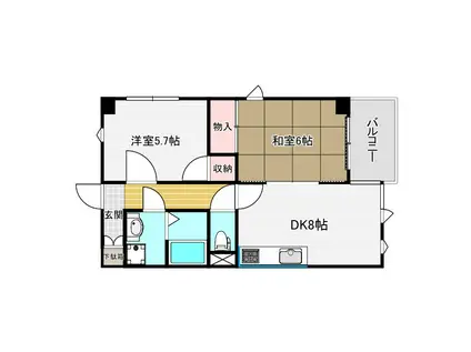 エストモンタニュ(2DK/4階)の間取り写真