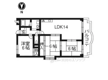 ヒルサイドテラス牧野(3LDK/3階)の間取り写真