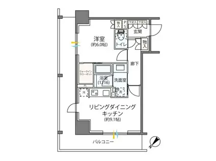 リージア海老名ビナフロント(1LDK/7階)の間取り写真