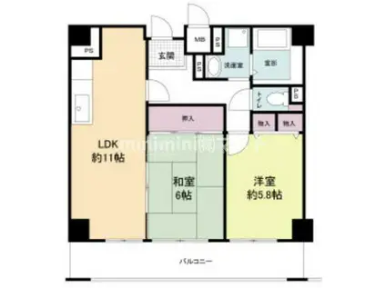 サウスサイドなにわ筋(2LDK/6階)の間取り写真