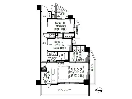 クオス鴨居白山レジデンス(3LDK/1階)の間取り写真