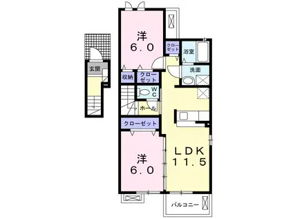 ソル・レヴェンテII(2LDK/2階)の間取り写真