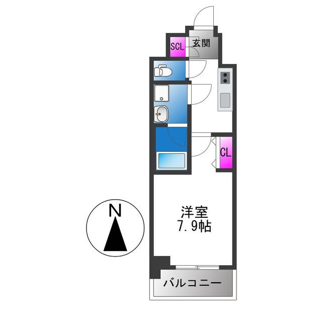 スプランディッド上本町ウエスト(1K/11階)の間取り写真