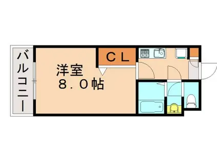 ボナージュ室見(1K/2階)の間取り写真