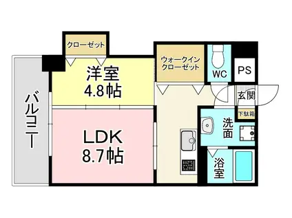 BASIC B.L.D.YAHATA(1LDK/2階)の間取り写真