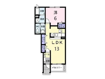 プリメロII(1LDK/1階)の間取り写真