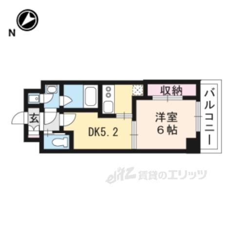 GRAND ETERNA 京都(1DK/6階)の間取り写真