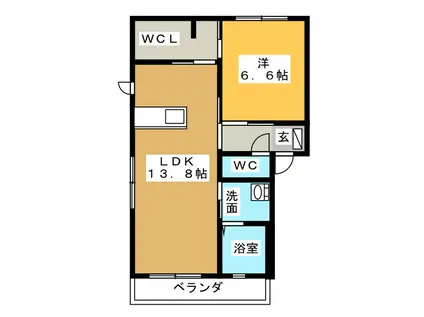 ウェルコート A(1LDK/1階)の間取り写真