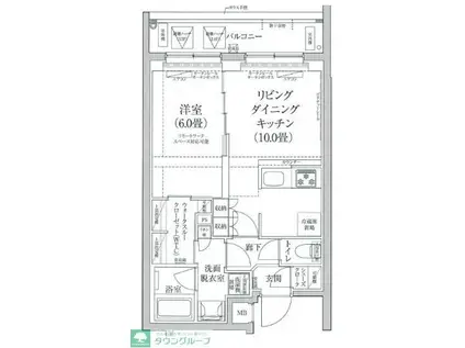 アイル中野江古田の森公園(1LDK/4階)の間取り写真