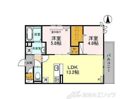 SPECIALE沢良宜西(2LDK/3階)の間取り写真