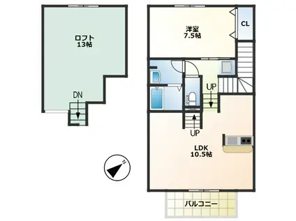 SUN DRACOサン ドラコ(1LDK/2階)の間取り写真