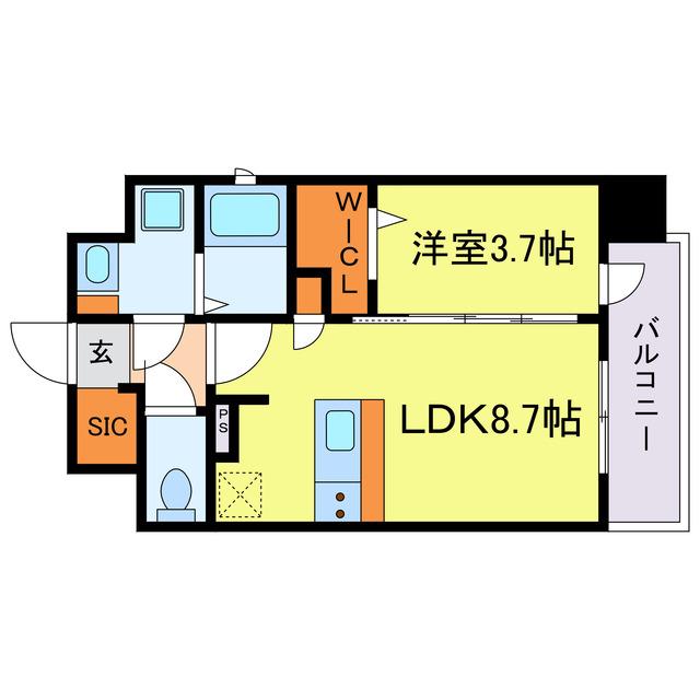 プランドール新北野(1LDK/2階)の間取り写真