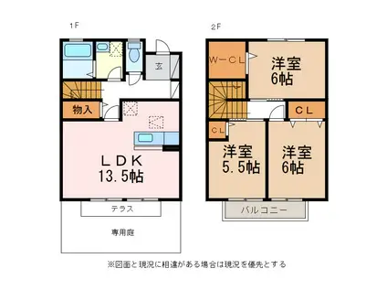 グラース(3LDK/1階)の間取り写真
