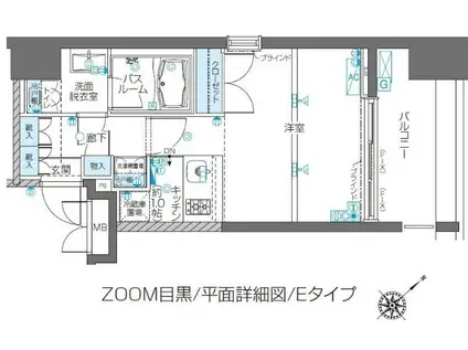 ZOOM目黒(ワンルーム/10階)の間取り写真