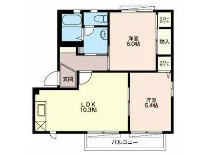 エクレール(2LDK/1階)の間取り写真
