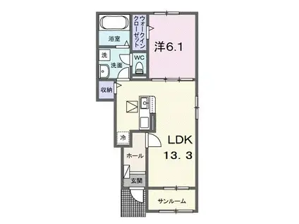 サニーヒルハウスII(1LDK/1階)の間取り写真