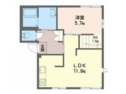 タウニィ鶴ヶ谷(1LDK/1階)の間取り写真